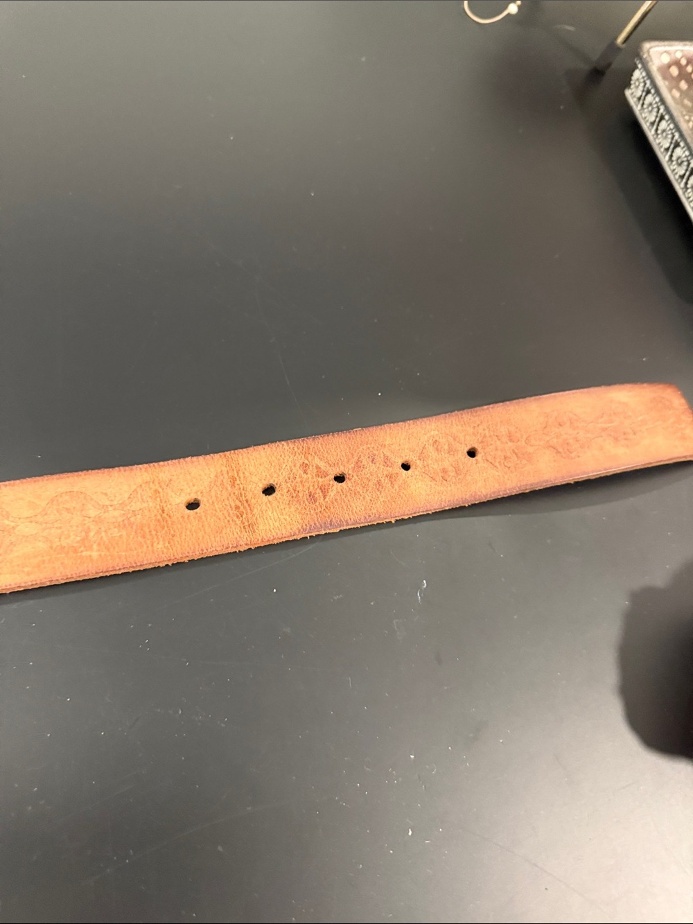 Women’s Frye Tan Belt with Brass Buckle - Picture 3 of 4